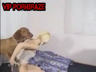 sexy young blonde really happy when fucking dog