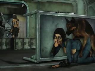 Sex dogs fucking big tits and eats girl hot pussy